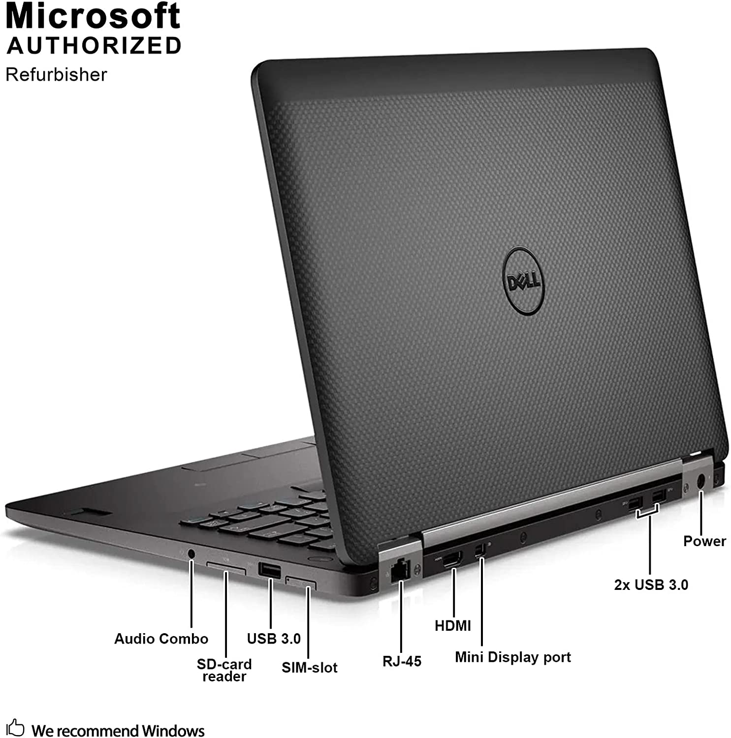 Dell Latitude E7470 14 inches Laptop, Core i5-6300U 2.6GHz, 8GB RAM , 256GB ssd Drive, Windows 10 Pro 64Bit, CAM (Renewed)