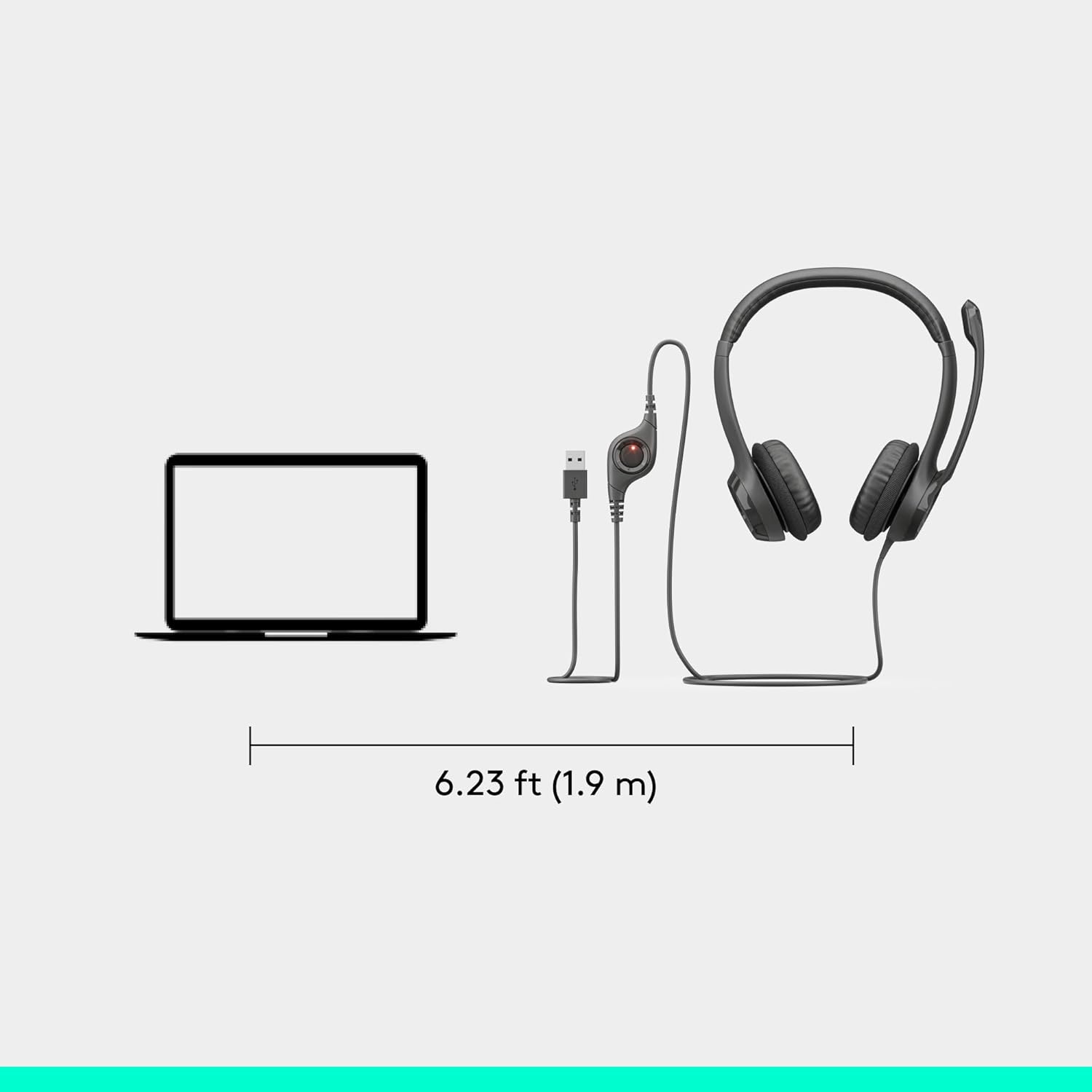 Logitech H390 Wired Headset for PC/Laptop, Stereo Headphones with Noise Cancelling Microphone, USB-A, in-Line  renewed