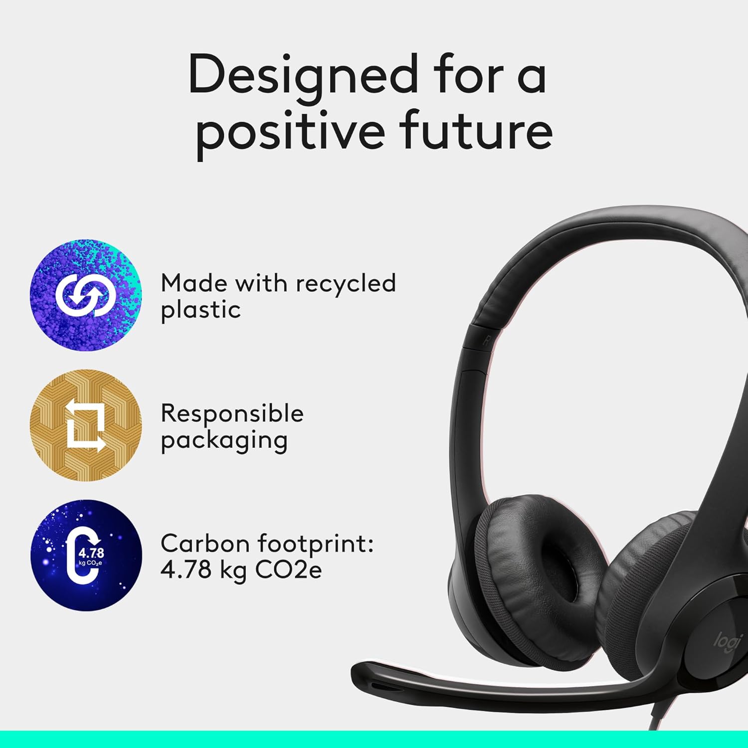Logitech H390 Wired Headset for PC/Laptop, Stereo Headphones with Noise Cancelling Microphone, USB-A, in-Line  renewed