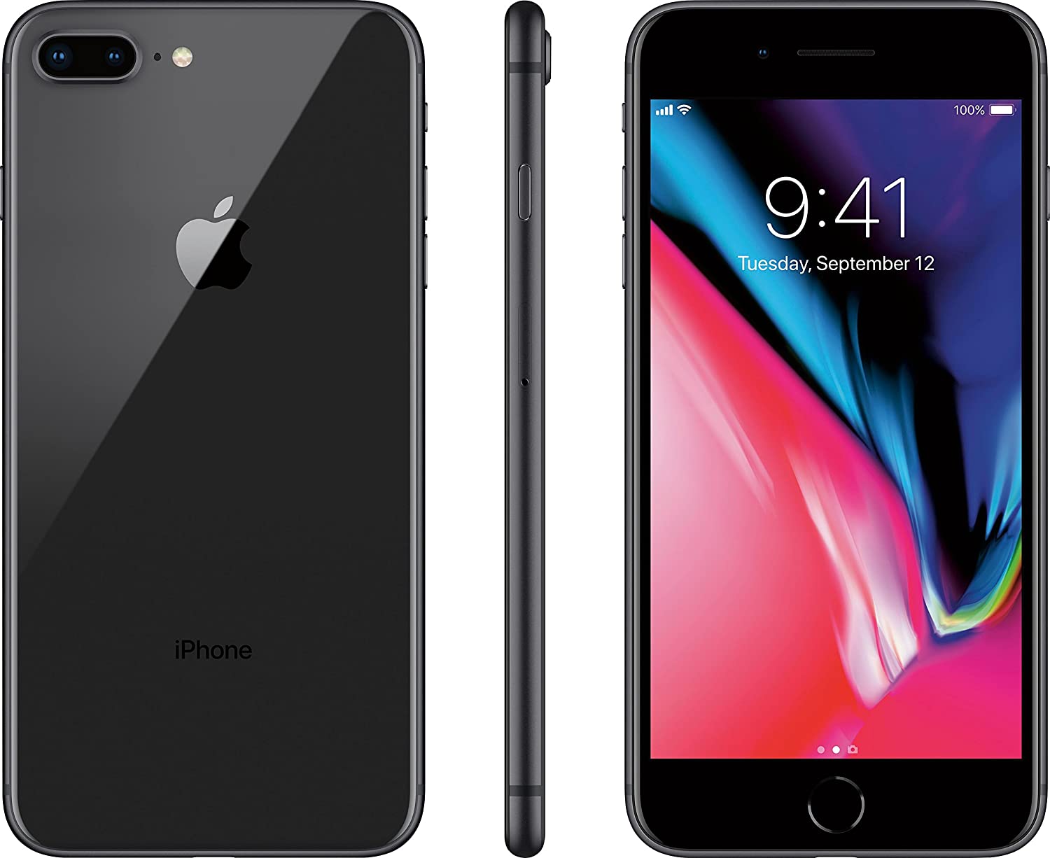 APPLE iPhone 8 Plus 64GB A1897 UNLOCKED SMARTPHONE-BLK  Refurbished with Charger - Atlas Computers & Electronics 