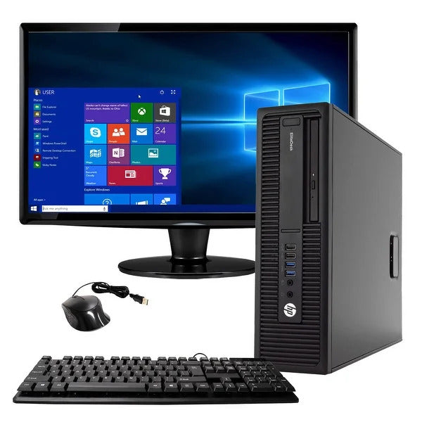 HP EliteDesk 800 G2 - Tower - Core i5 3.2 GHz - RAM 8 GB - SSD 500 GB - DVD - HD Graphics - GigE - WLAN: Wi-Fi - Win 10 Pro 64-bit - monitor: LED 24" - black - refurbished